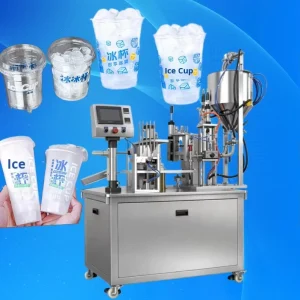 Automatic Rotary Cup Filling and Sealing Machine for Ice Cups, Beverages, Pearl Milk Tea, and Pulp