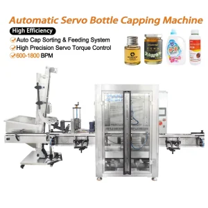 Automatic Servo Screw Capping Machine 25-50 BPM for Cosmetic, Beverage, and Food Bottles