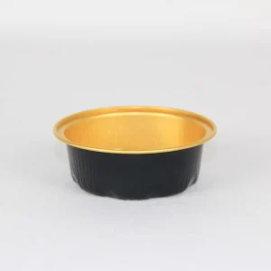 Black Exterior Gold Interior Aluminum Foil Container with PET Lid Oven Safe Food Grade for Bakery and Roasting