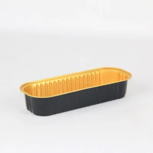 Black Exterior Gold Interior Aluminum Foil Rectangle PET Meal Prep Container with Oven Safe Foil Lid