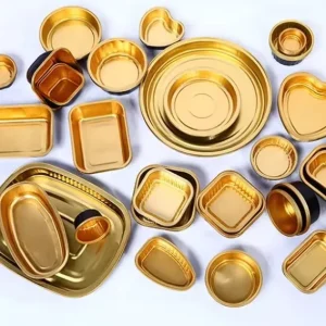 Black and Gold Aluminum Foil Containers, 50ml-5000ml, Disposable, for Cakes, Food, Baking and Outdoor Use