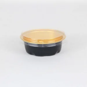Black and Gold Aluminum Foil Lid Food Grade Oven Safe Round Containers Disposable for Takeaway Food Packaging