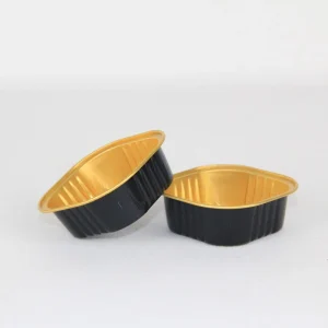 Black and Gold Aluminum Foil Mini Tray with PET Foil Lid 50ml for Air Fryer