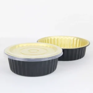 Black and Gold Dual-Color Aluminum Foil Disposable Lunch Box with Foil Lid PP Container for Takeaway Food Packaging
