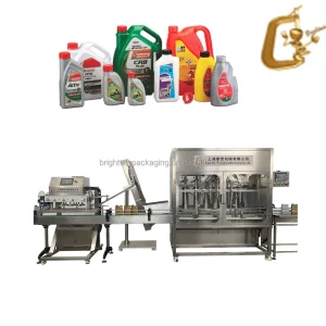 Brightwin Factory Automatic Lube Oil Engine Car Oil Filling Machine Capping Machine Labeling Machine 4 Filling Heads with Video