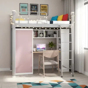 Bunk Dormitory Bed with Desk Underneath School Furniture Loft Bed