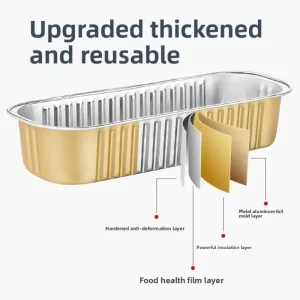 C166 200 Heavy Duty Golden Aluminum Foil Disposable 200ml PET Food Containers Leak Proof Takeout Packaging with Lids