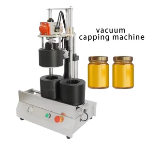 Capping Vacuum Machine Manufacturer Semi Automatic Pneumatic Capper Twist Off Vacuum Glass Bottle Honey Jar Capping Machine