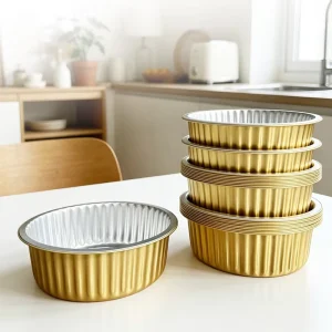 Catering Grade Round Gold Aluminum Foil Pot Recyclable Disposable Bowl for Banquet Hot Soup Seafood and Prepared Food Packaging
