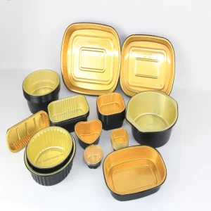 Commercial Grade Black and Gold Aluminum Foil PP Lid Casserole Container for Freezer to Oven Use