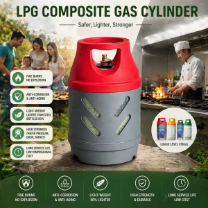 Corrosion-Resistant 6KG Fiberglass Composite LPG Gas Cylinder for Outdoor Barbecue