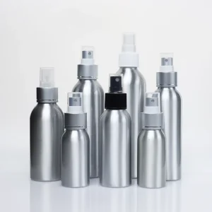 Cosmetic Aluminum Fine Mist Sprayer 50ml 100ml 120ml 150ml 200ml 250ml Metal Sliver Lotion Pump Aluminum Bottle with Screw Lid