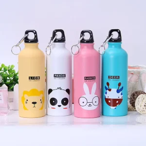Custom 500ml Outdoor Sports Aluminum Bottle with Carabiner and Logo Printing