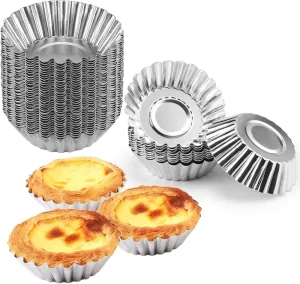 Custom Aluminum Foil Container Mini Tart Trays Microwave Safe 20ML Food Grade Eco Friendly Egg Tart Shells with Rolled Edge