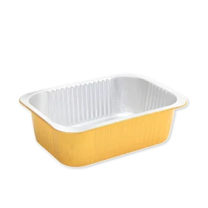 Custom Bakery Rectangle Aluminum Foil Containers with Foil Lid PP Plastic Microwavable Food Grade Disposable