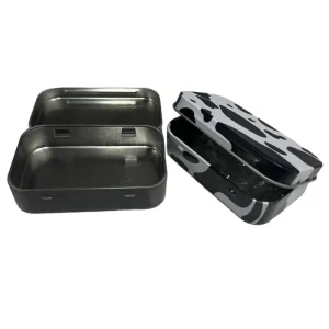 Custom Color Machined Tinplate Snus Tin Box with Square Hinged Lid for Mint Herb Pocket Storage