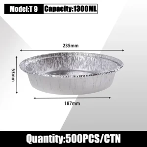 Custom Logo 1300ml Silver Disposable Aluminum Foil Container with Lid, Oven-Safe Food Grade