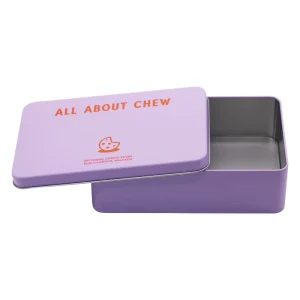 Custom Logo Rectangular Tinplate Box Candy Cookie Packaging with Lid