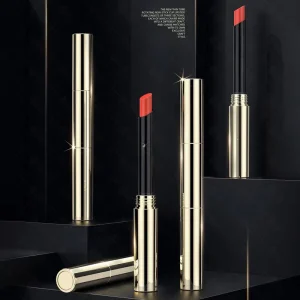Custom Logo Round Empty Lipstick Tubes Glossy Screen Printing Plastic Cosmetic Packaging Gold Base