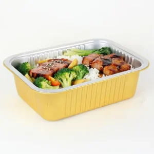 Custom Rectangle PP Food Grade Microwave Safe Aluminum Foil Lid Containers 10*9Inch T250 2200ML