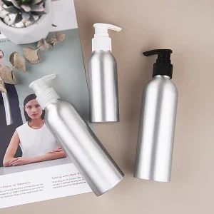 Custom Size Metal Silver Cosmetic Packaging 1oz 2oz 3oz 4oz 5oz 6oz 7oz 8oz Aluminum Lotion Bottle With Press Pump