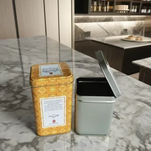 Custom Square Metal Tea Tin Vintage Mini Loose Tea Storage Luxury Coffee Can