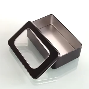 Custom Tin Packaging Box Rectangle Metal Tin Container Case With Window