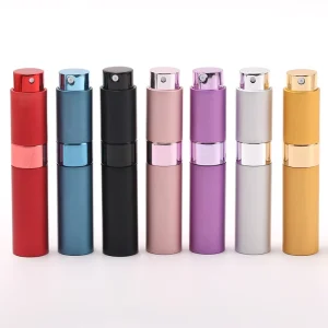 Custom logo 10ml Twist Aluminum Luxury Perfume Metal Bottle Matte Shell Glass Inner Travel Refillable Perfume Atomizer Portable