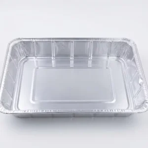 Customized 2400ml 332x237x46mm Large Deep Aluminum Foil Container Disposable Rectangular Baking Pan with Lid for Catering BBQ