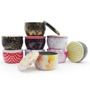 Customized Soy Wax Scented Wedding Gift Metal Can Food Safety Metal Round Tin Box Tea Tins Christmas Seamless Candle Tins