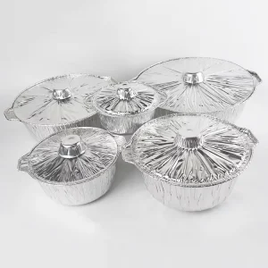 Deep Food Grade Disposable Aluminum Foil Pots with Lids for Restaurants