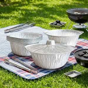 Deep Round Aluminum Foil Stew Pot Food Grade Disposable Catering Takeaway Foil Container