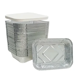 Disposable 1900ml Heavy Duty Silver Aluminum Foil Rectangular Pans for Takeaway BBQ Baking Roasting Chicken