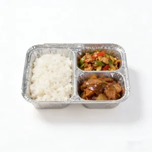 Disposable 3-Compartment Rectangular Silver Aluminum Foil Lunch Plates