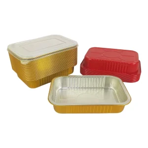 Disposable 580ml Rectangular Aluminum Foil Container with Lid Heavy Duty Thickened Takeout Box Heat Resistant Food Packaging