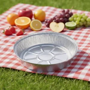 Disposable 7 Inch Round Aluminum Foil Container with Foil Lid Food Grade Eco Friendly 420ml Customized Packing