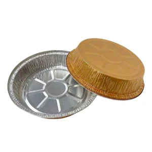 Disposable 8″ Food Grade Aluminum Foil Tray Container 215*43mm 15g Eco Friendly Pulp Moulding Fast Food Clear PET Lids Cake