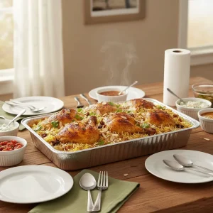 Disposable Aluminum Foil Container 9700m Large Capacity Fast Food Box Lid Rectangle Plastic Tray Pan Takeaway Barbecue
