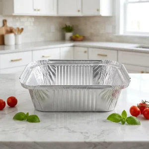 Disposable Aluminum Foil Container Food Grade Oven Safe Custom Logo Rectangular Tin Foil Tray for Takeaway BBQ Air Fryer