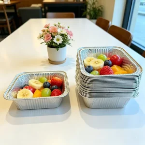 Disposable Aluminum Foil Containers with PP Transparent Lid Food Keeper Packaging Disposable Foil Box Disposable Foil Tray