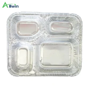 Disposable Aluminum Foil Tray 2 3 4 Compartment Takeout Catering Food Container with Partition