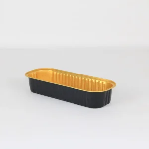 Disposable Black and Gold Aluminum Foil Oven Safe Food Grade Container for Wedding Catering Delivery