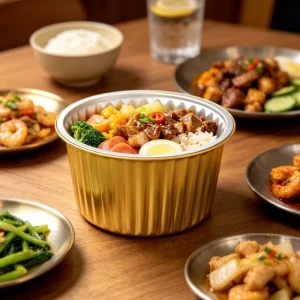 Disposable Eco-Friendly Food Grade Oven Safe Round Aluminum Foil Containers with PP Plastic and Foil Lid