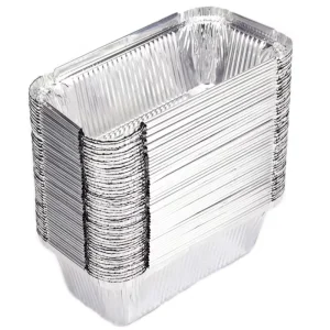 Disposable Eco-Friendly Rectangle Aluminum Foil Pan Container with Lid for Takeaway Food