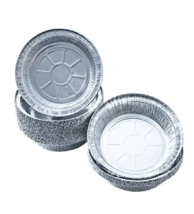Disposable Eco Friendly Round Aluminium Foil Tray with Lids Food Grade Take Out Baking Pan PP Plastic Container