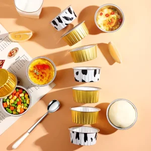 Disposable Foil Mini Cake Loaf Pans with Lid Square Rectangle Round Aluminum Foil Cupcake Baking Cups Dessert Liners for Dessert