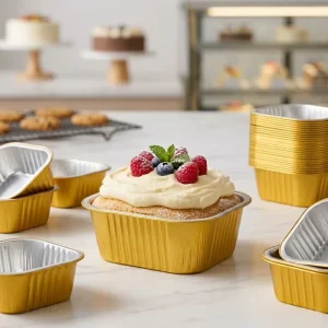 Disposable Food Grade Aluminium Foil Square Cake Tins with Plastic Lid for Baking