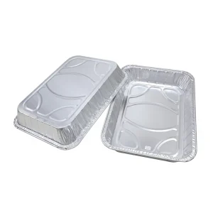 Disposable Food Grade Aluminum Foil Lid Baking Cups Rectangle Shape PP Plastic Container Box