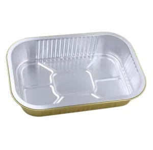 Disposable Glossy Gold Aluminum Foil PET Square Heat-Resistant Food Grade Containers for Wedding, Party & Catering Use