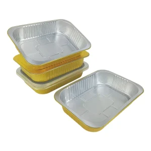 Disposable Gold Aluminum Foil Tray 2200ml Rectangular Buffet Catering Pan Birthday Party Food Serving Platter for Picnic Banquet